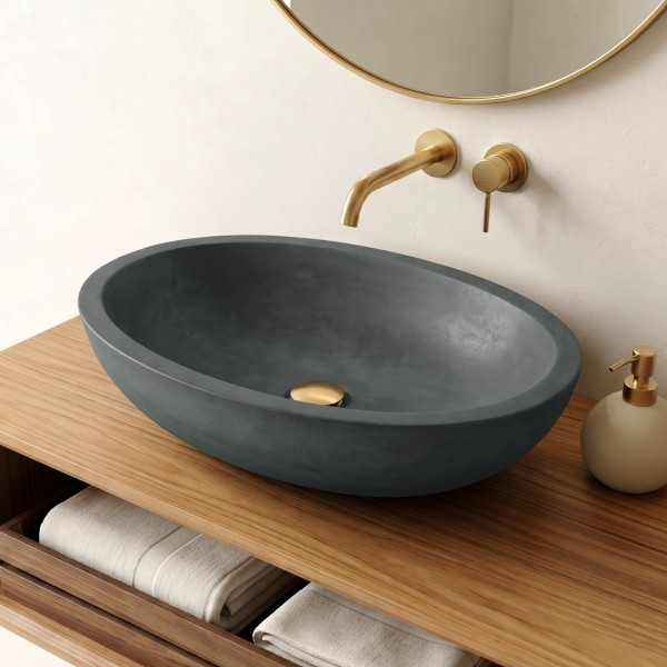 Vasque en béton ovale - Vert cuivré - Raw Blend