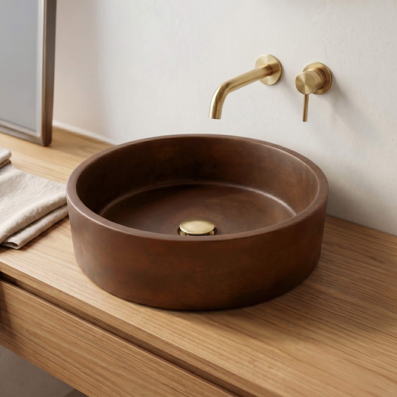 Vasque ronde en béton - Brun vintage - Mineral