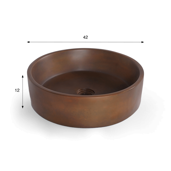 Vasque ronde en béton - Brun vintage - Mineral