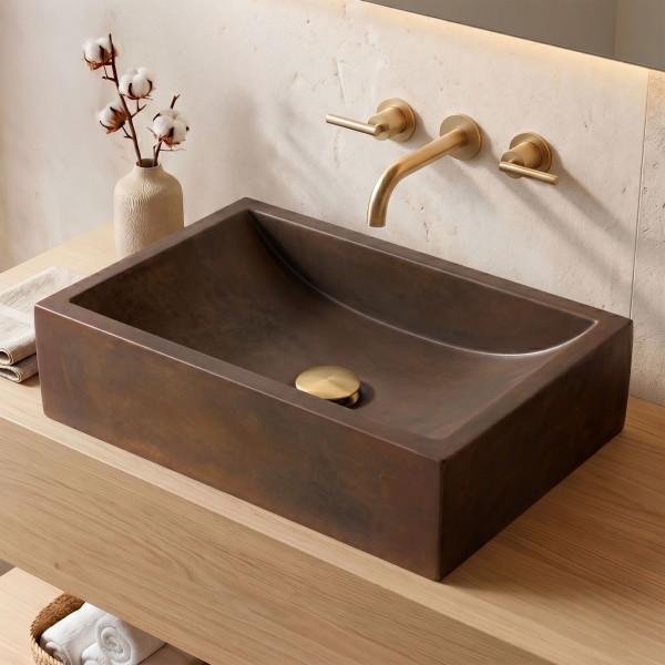 Vasque en béton rectangulaire - Brun vintage - Pure Cast