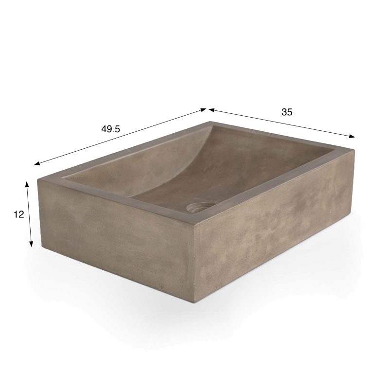 Vasque en béton rectangulaire - Couleur naturelle - Pure Cast