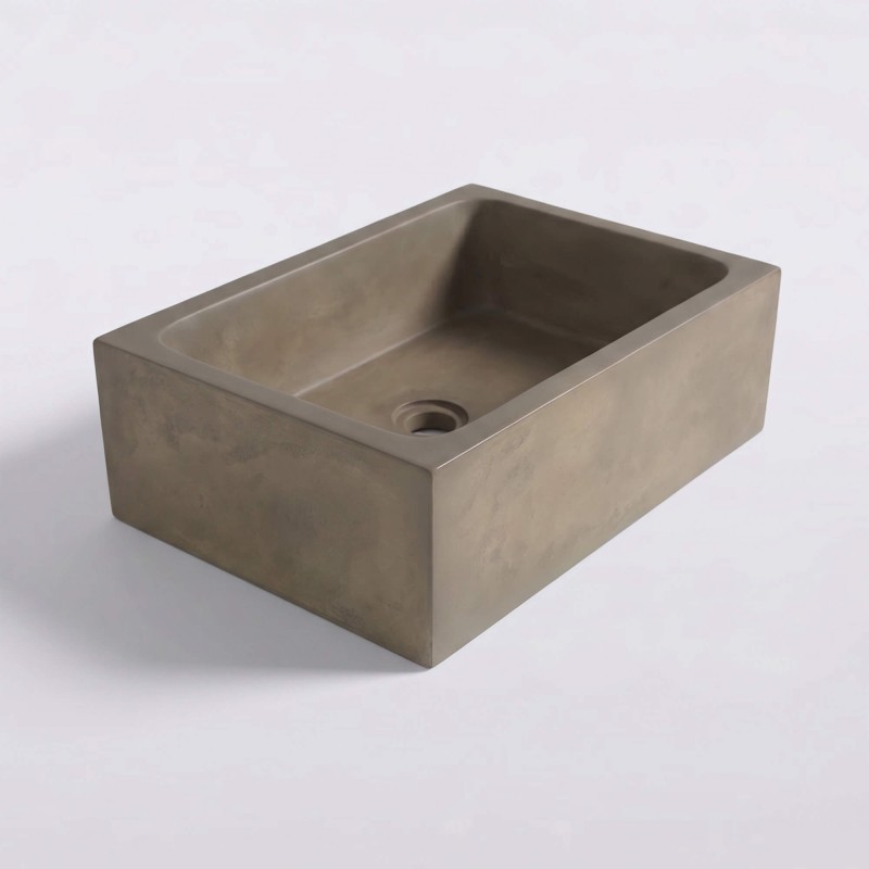 Vasque en béton rectangulaire - Couleur naturelle - Slate Wave