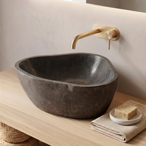 Vasque de salle bain à poser en pierre polie - River Stone
