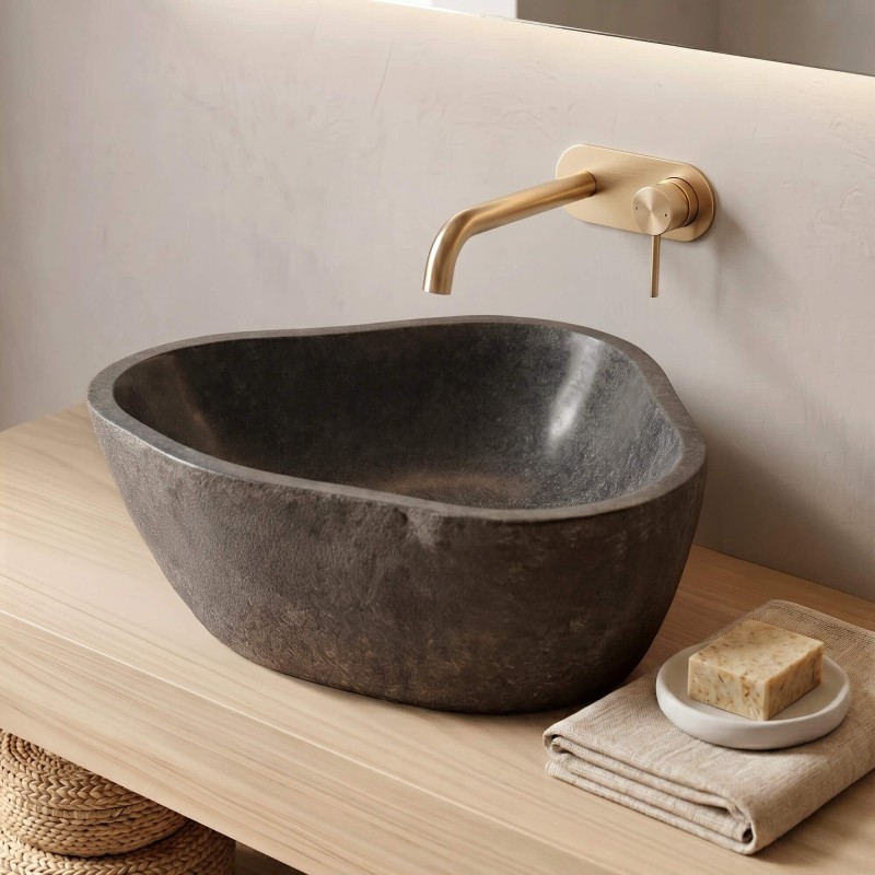 Vasque de salle bain à poser en pierre polie - River Stone