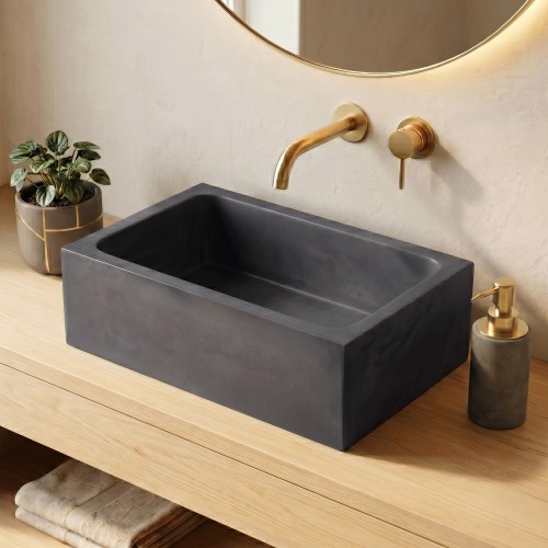 Vasque en béton rectangulaire - Anthracite profond - Slate Wave