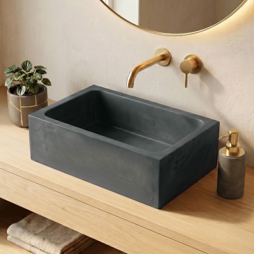 Vasque en béton rectangulaire - Vert cuivre - Slate Wave
