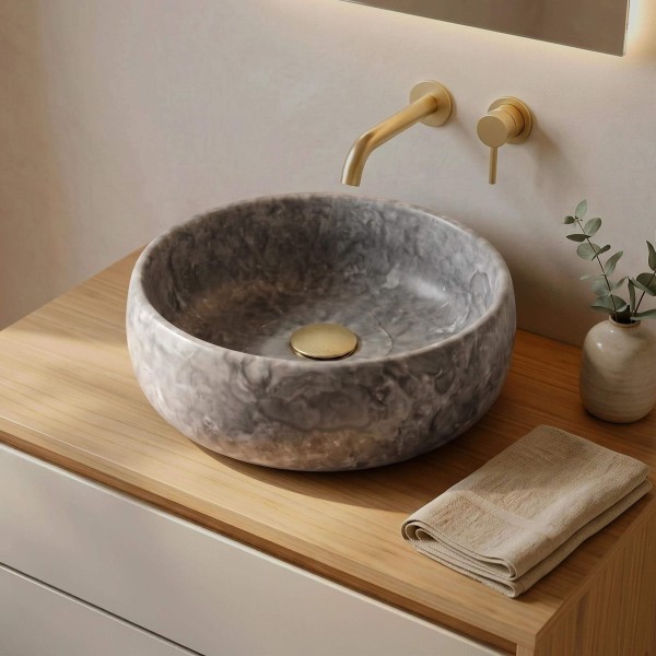 Vasque de salle bain à poser en pierre - Rose