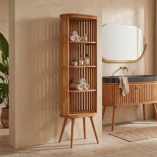 Colonne de salle de bain en teck massif - Keya