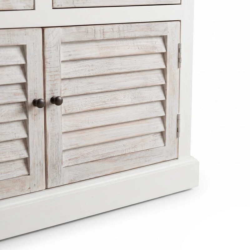 Bahut de salle à manger en bois naturel blanc  210 cm - Sea side