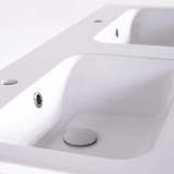 Meuble de salle de bain en bois massif de teck 120 cm, finition brillant - Olwen