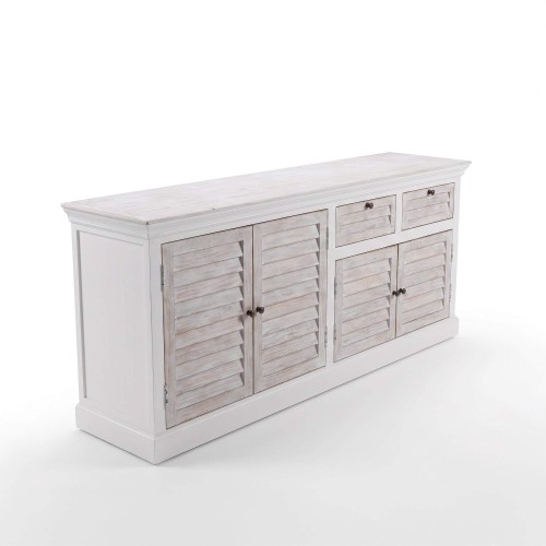 Bahut de salle à manger en bois naturel blanc 210 cm - Sea side