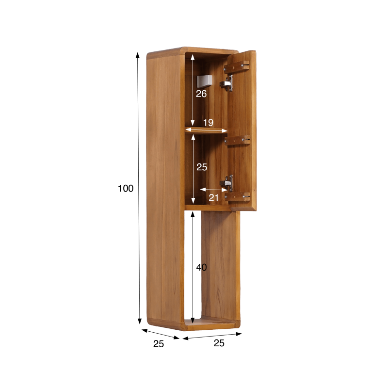 Colonne de salle de bain en bois de teck - Amrita