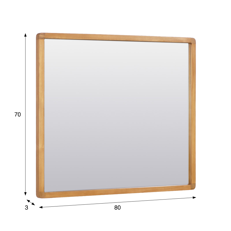 Miroir rectangulaire en bois de teck - Lalia