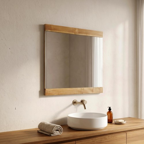 Miroir rectangulaire 80 cm double cadre en bois