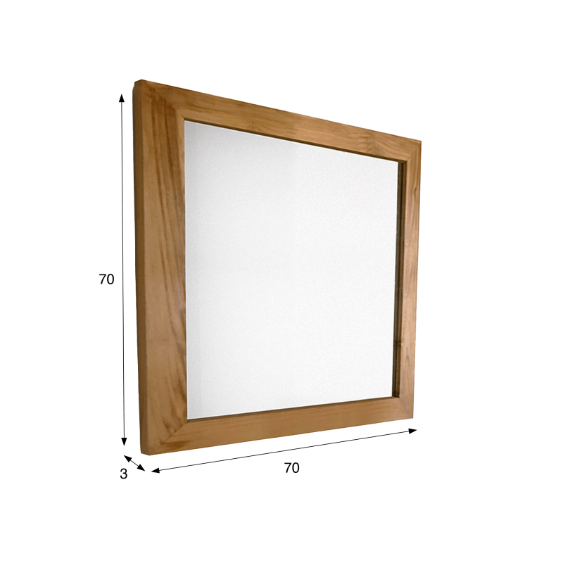 Miroir carré 70 cm cadre en teck massif