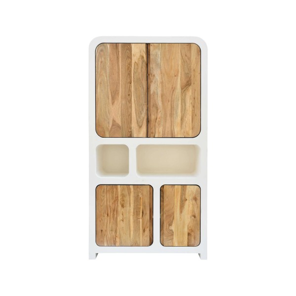 Buffet haut de salle à manger effet béton et bois massif d'acacia - Mineralis