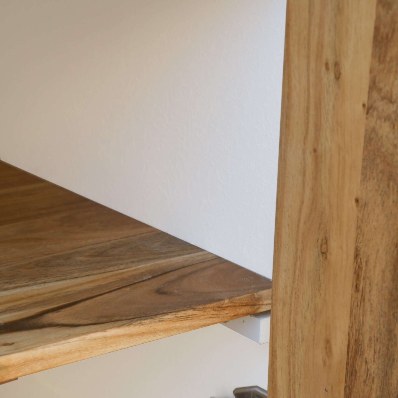 Buffet haut de salle à manger effet béton et bois massif d'acacia - Mineralis