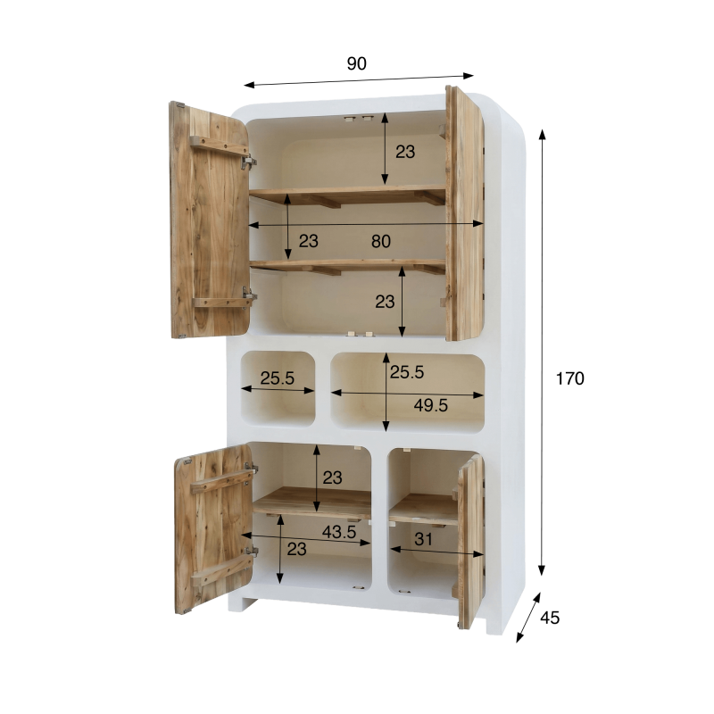 Buffet haut de salle à manger effet béton et bois massif d'acacia - Mineralis