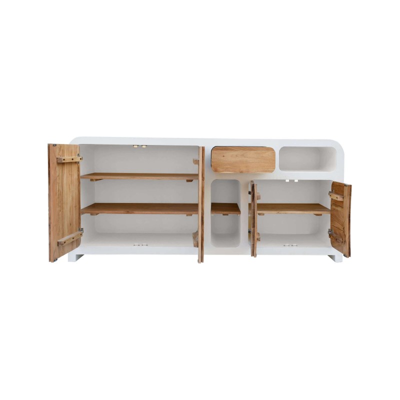 Enfilade de salle à manger effet béton et bois massif d'acacia - Mineralis