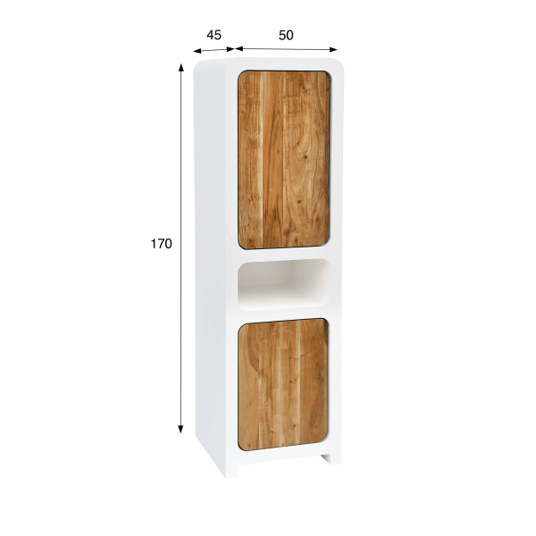 Armoire effet béton et bois massif d'acacia 50 cm - Mineralis