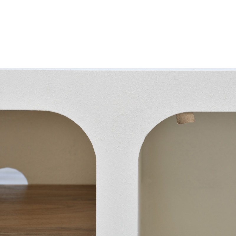 Meuble TV effet béton et bois massif d'acacia 140 cm - Mineralis