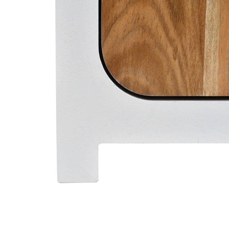 Meuble TV effet béton et bois massif d'acacia 140 cm - Mineralis
