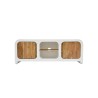 Meuble TV effet béton et bois massif d'acacia 140 cm - Mineralis