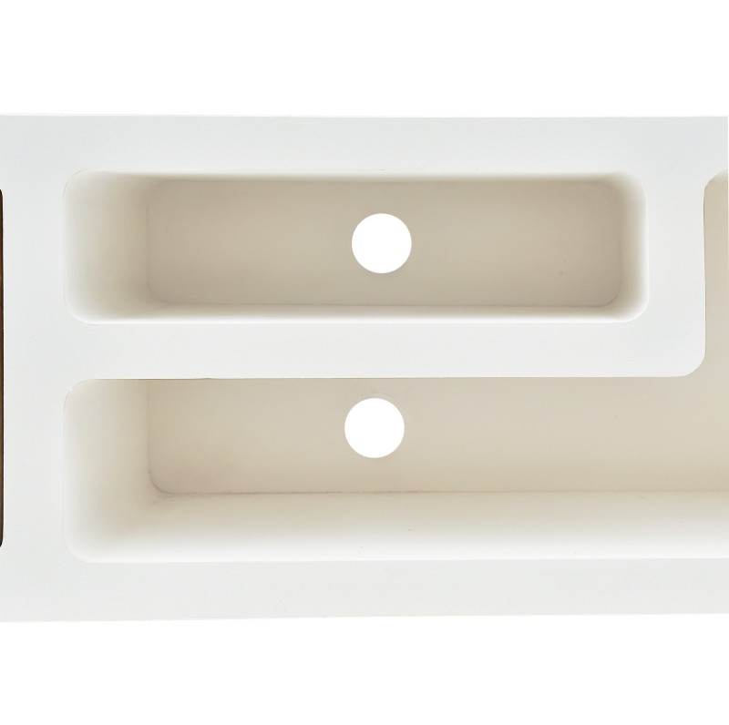 Meuble TV effet béton et bois massif d'acacia 180 cm - Mineralis