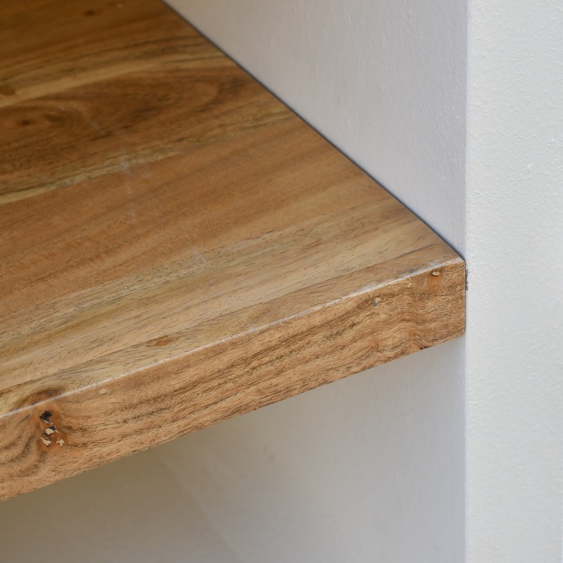 Colonne de salle de bain effet béton et bois massif d'acacia - Mineralis