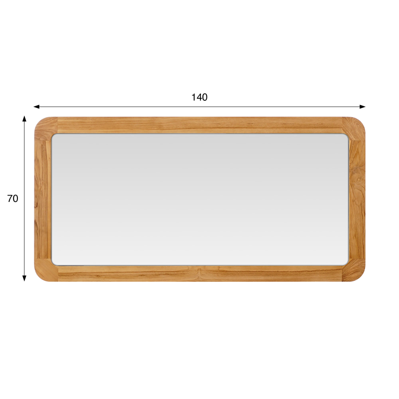 Miroir de salle de bain rectangulaire 140 cm x 70 cm avec bords arrondis