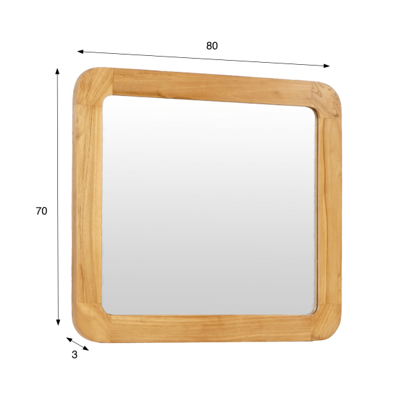 Miroir de salle de bain rectangulaire 80 cm x 70 cm avec bords arrondis
