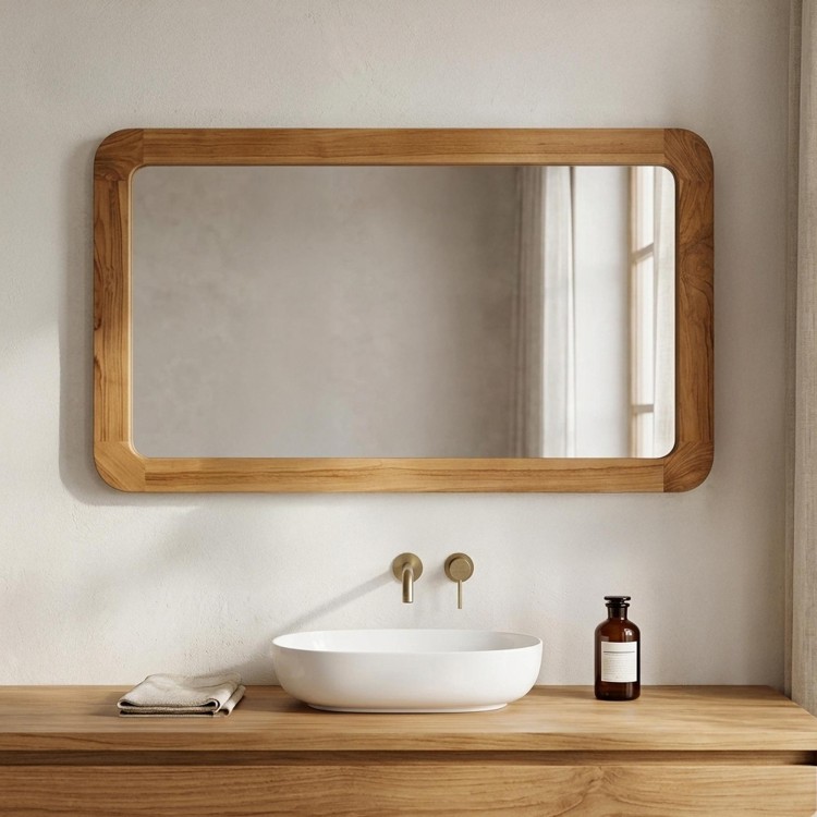 Miroir de salle de bain rectangulaire 120 cm x 70 cm avec bords arrondis