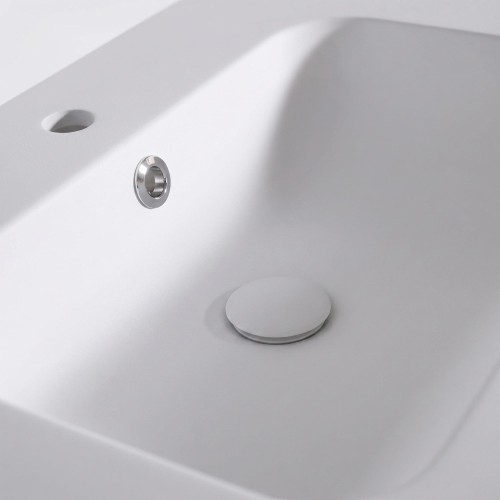 Meuble de salle de bain en bois massif de teck 80 cm, finition mat - Olwen