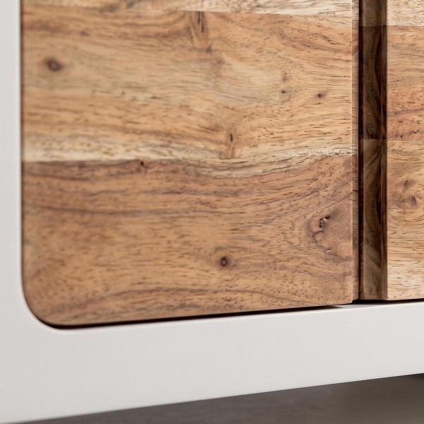 Buffet pour salle à manger effet béton et bois massif d'acacia - Mineralis
