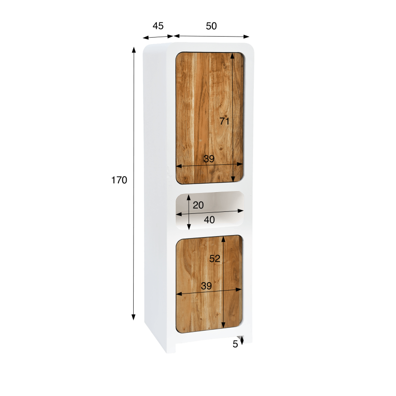 Armoire effet béton et bois massif d'acacia 50 cm - Mineralis