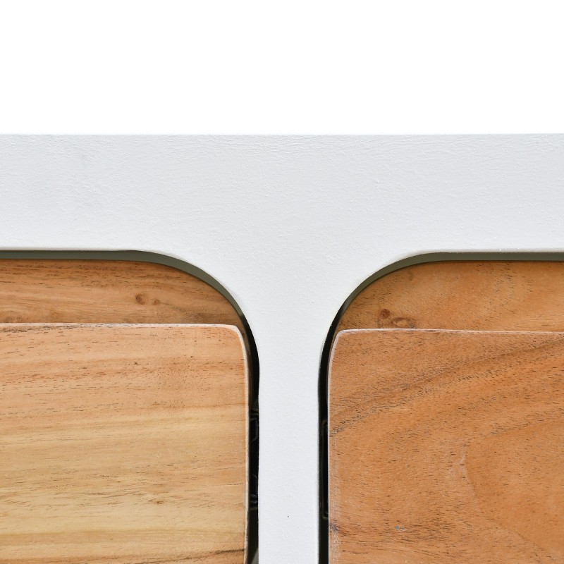 Meuble sous vasque effet béton et bois massif d'acacia 140 cm - Mineralis