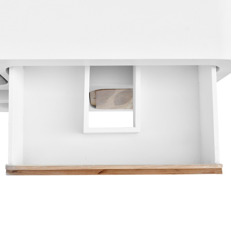 Meuble sous vasque effet béton et bois massif d'acacia 140 cm - Mineralis
