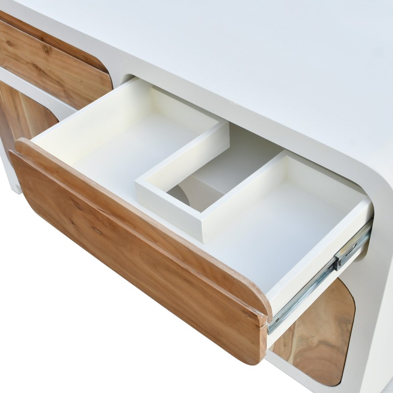 Meuble sous vasque effet béton et bois massif d'acacia 140 cm - Mineralis