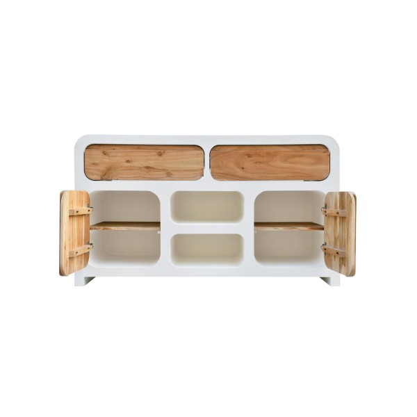 Meuble sous vasque effet béton et bois massif d'acacia 140 cm - Mineralis