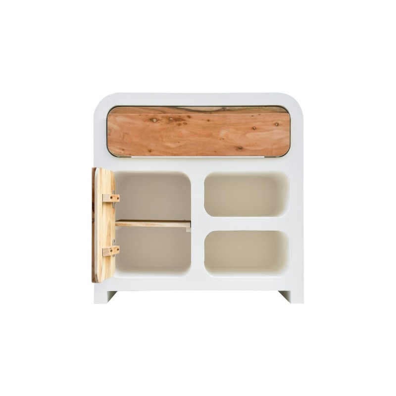 Meuble sous vasque effet béton et bois massif d'acacia 80 cm - Mineralis
