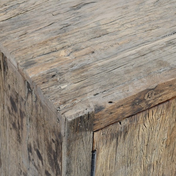 Meuble TV en bois foncé brut et ancien 110 cm - Antique