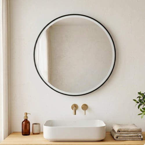 Miroir rond 70 cm avec cadre en fer