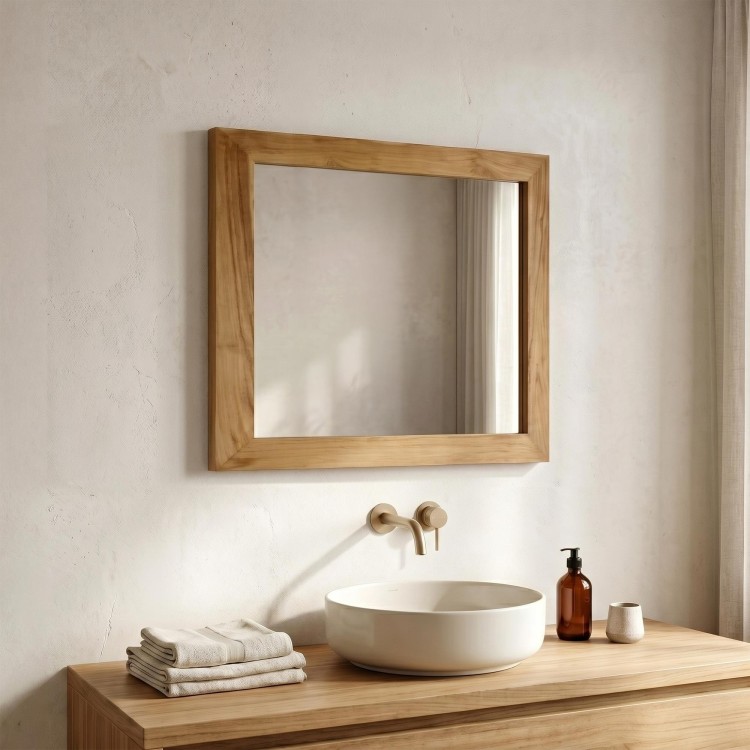Miroir Rectangulaire 80 cm cadre en teck massif