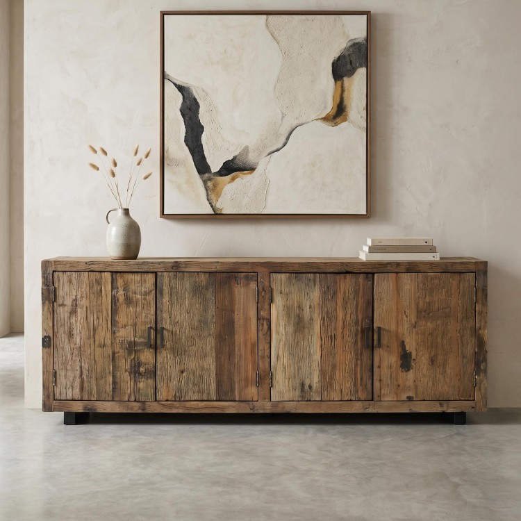 Bahut en bois massif brut et ancien 200 cm - Antique
