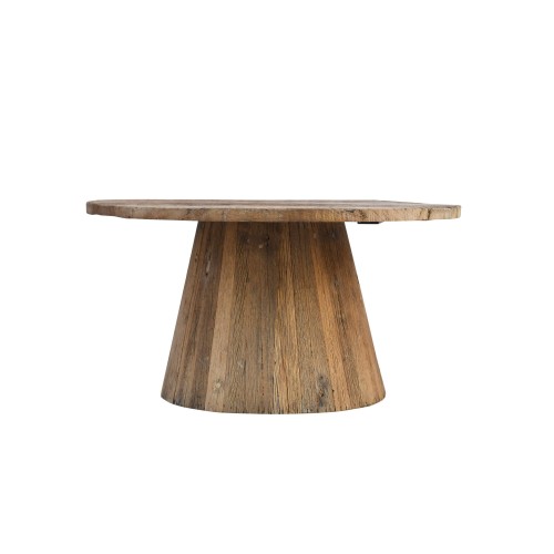 Table basse ronde en bois massif brut et ancien - Antique