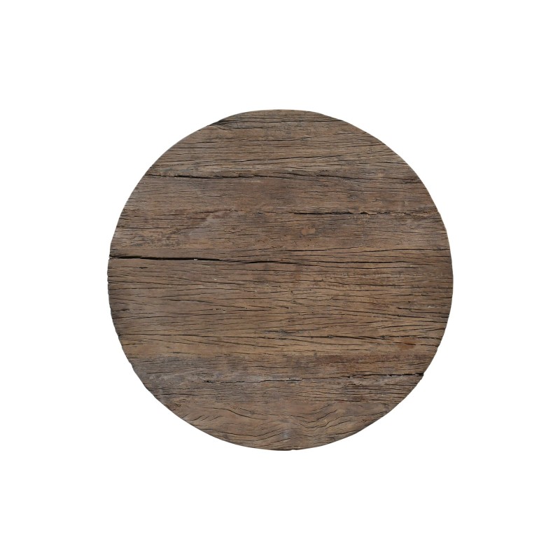 Table basse ronde en bois massif brut et ancien - Rustique