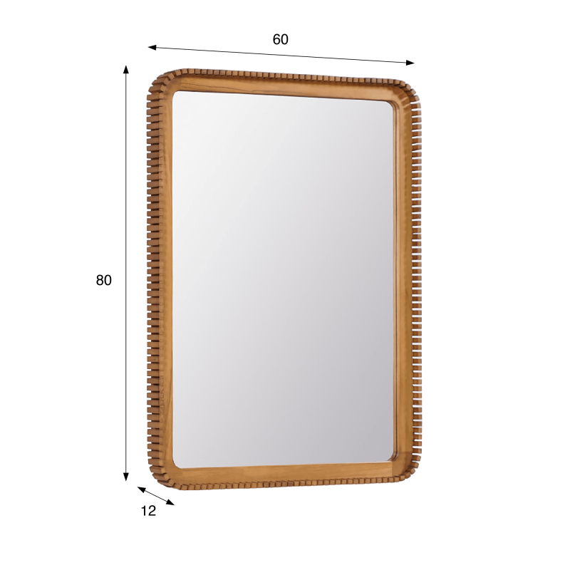 Miroir rectangulaire en bois de teck 80 x 60 cm - Beria