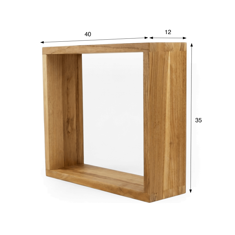 Etagère murale en teck 40 x 35 cm