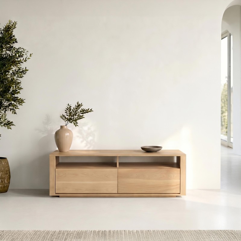 Meuble TV en chêne naturel 140 cm - Yseult