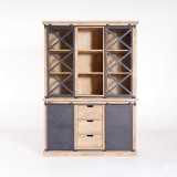 Vaisselier en bois massif de style industriel 140 cm - Detroit